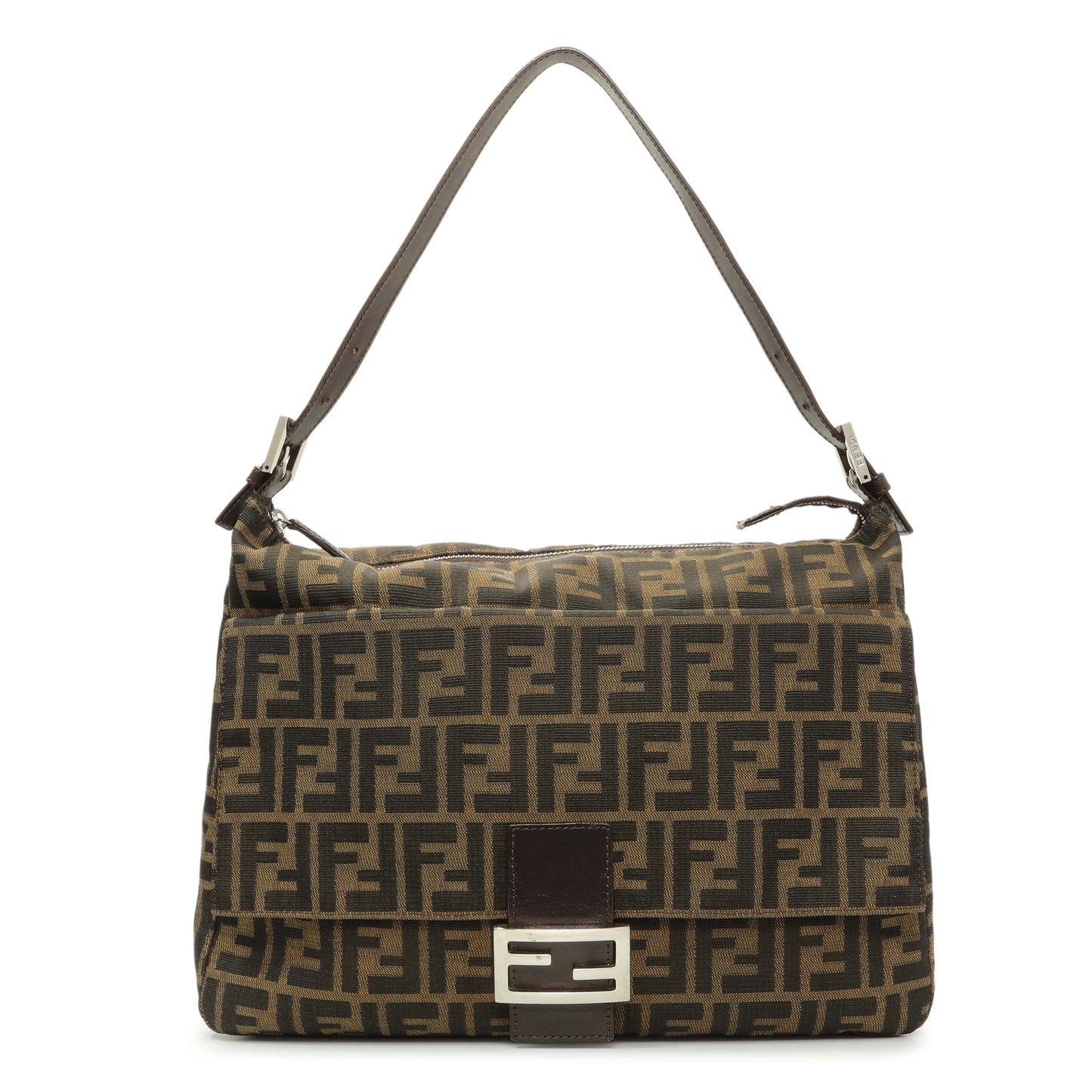 Exclusive Fendi Zucca Mama Baguette Zip Shoulder Bag — Front View