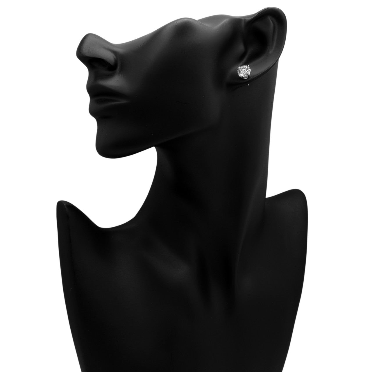 Exclusive 14K White Gold 4.01 Carat Diamond Stud Earrings — Back View