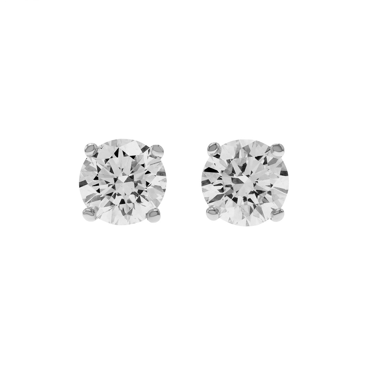 Exclusive 14K White Gold 4.01 Carat Diamond Stud Earrings — Front View