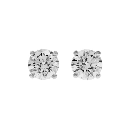 Exclusive 14K White Gold 4.01 Carat Diamond Stud Earrings — Front View