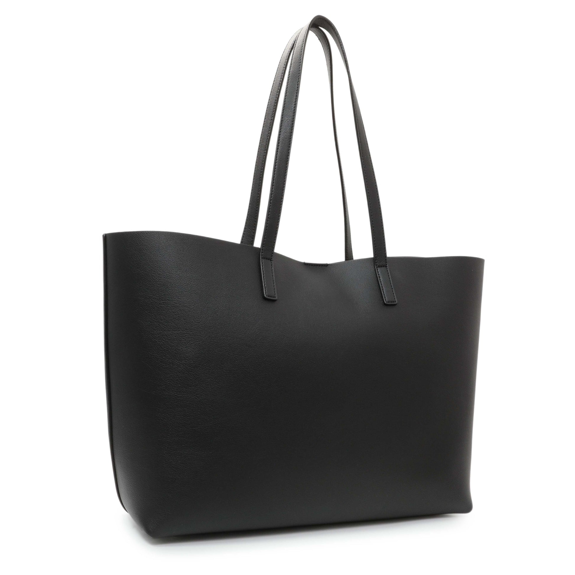 Exclusive Saint Laurent Black Calfskin Large Shopping Tote — Side View