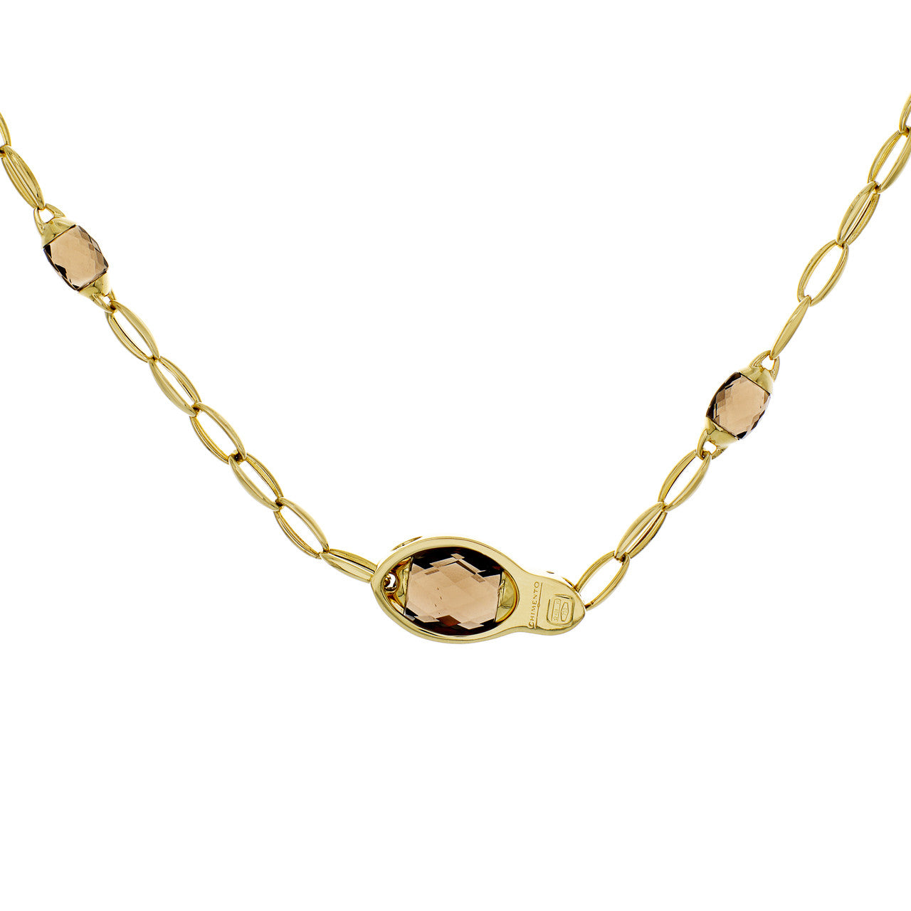 Exclusive Chimento 18K Yellow Gold Smoky Quartz Accordi Necklace — Side View