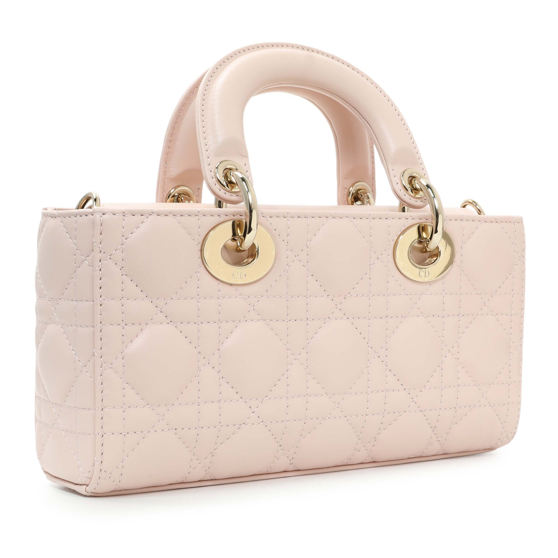 Exclusive Christian Dior Light Pink Lambskin Cannage Small Lady D-Joy — Side View