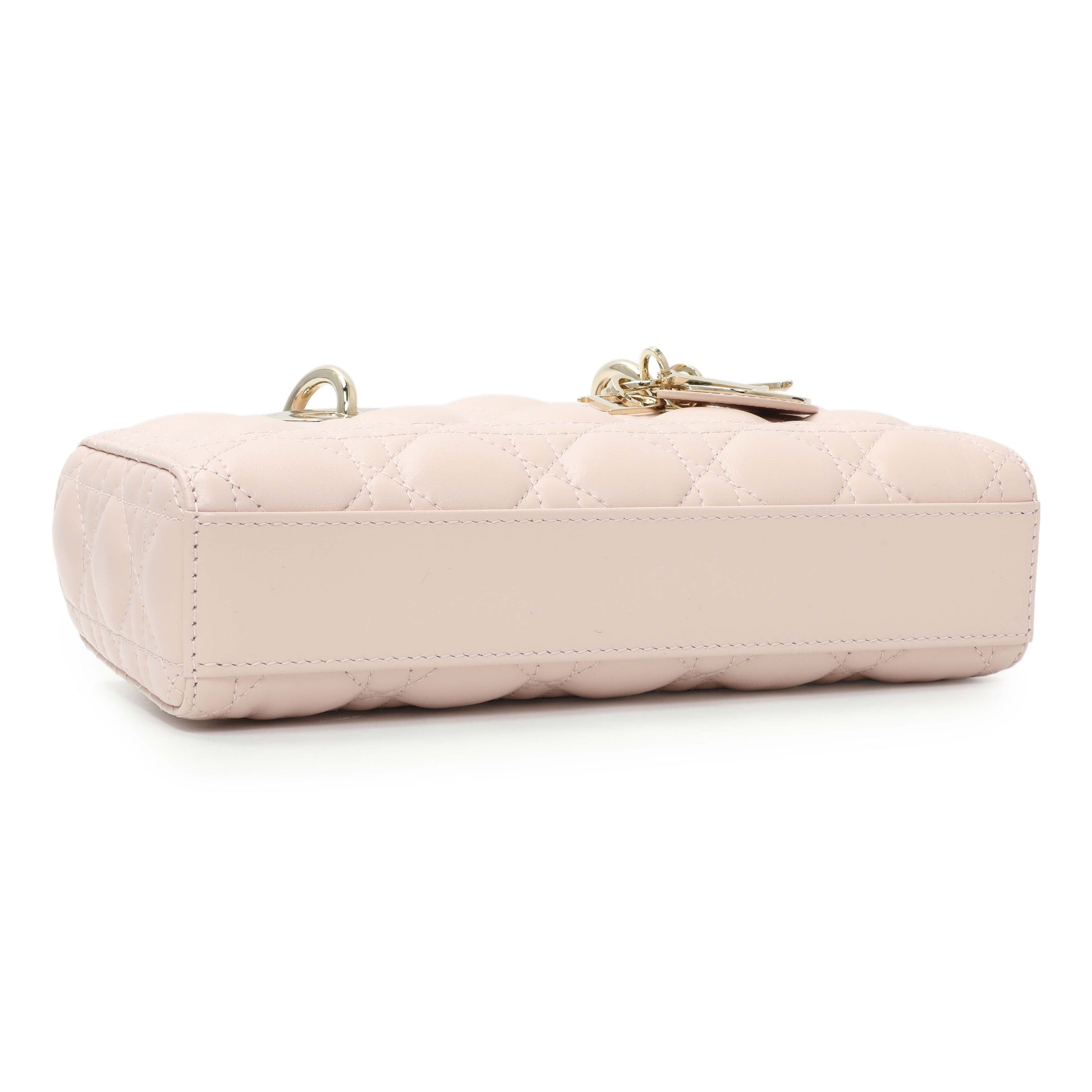 Exclusive Christian Dior Light Pink Lambskin Cannage Small Lady D-Joy — Back View