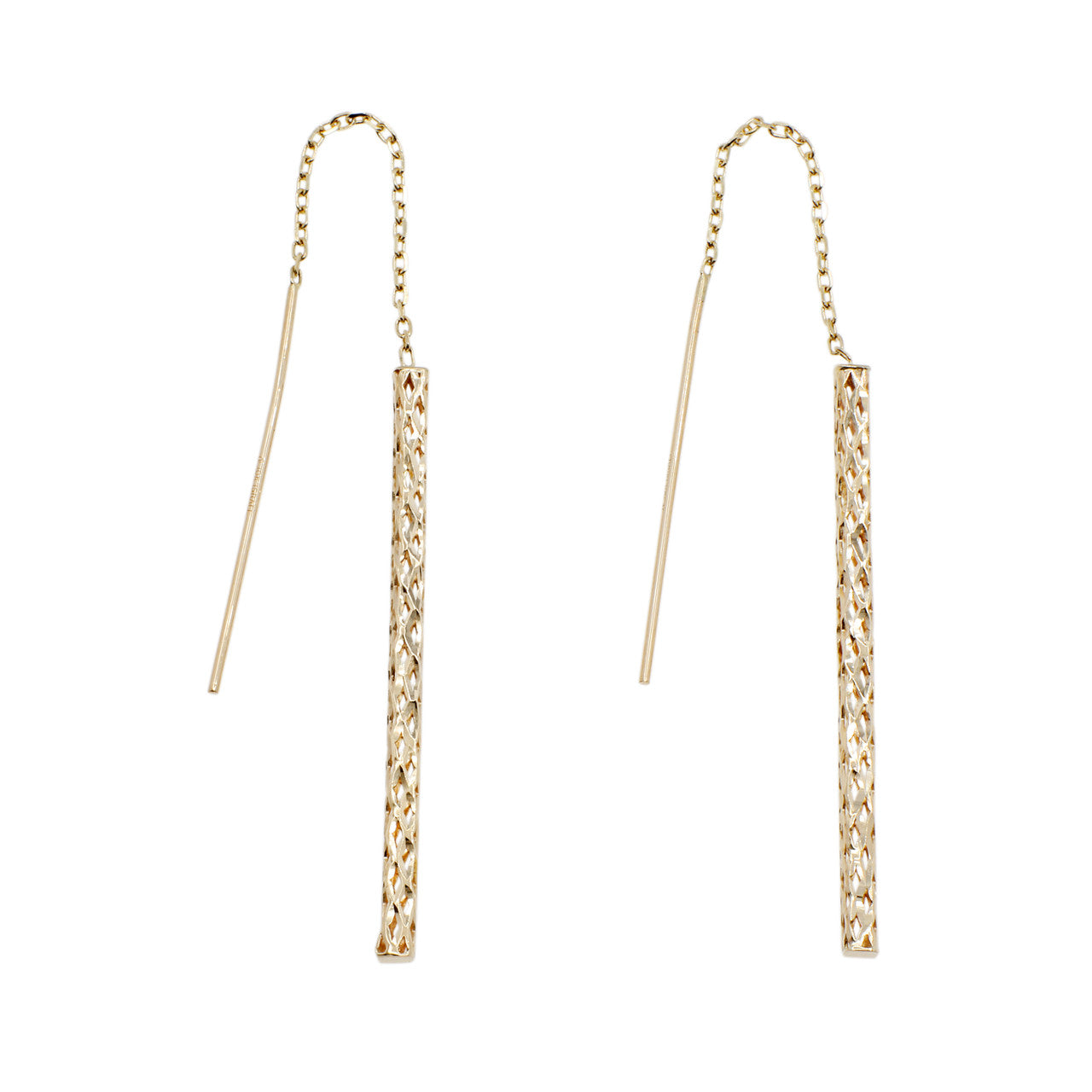 Exclusive 10K Yellow Gold Bar Drop Earrings — Front View
