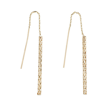 Exclusive 10K Yellow Gold Bar Drop Earrings — Front View