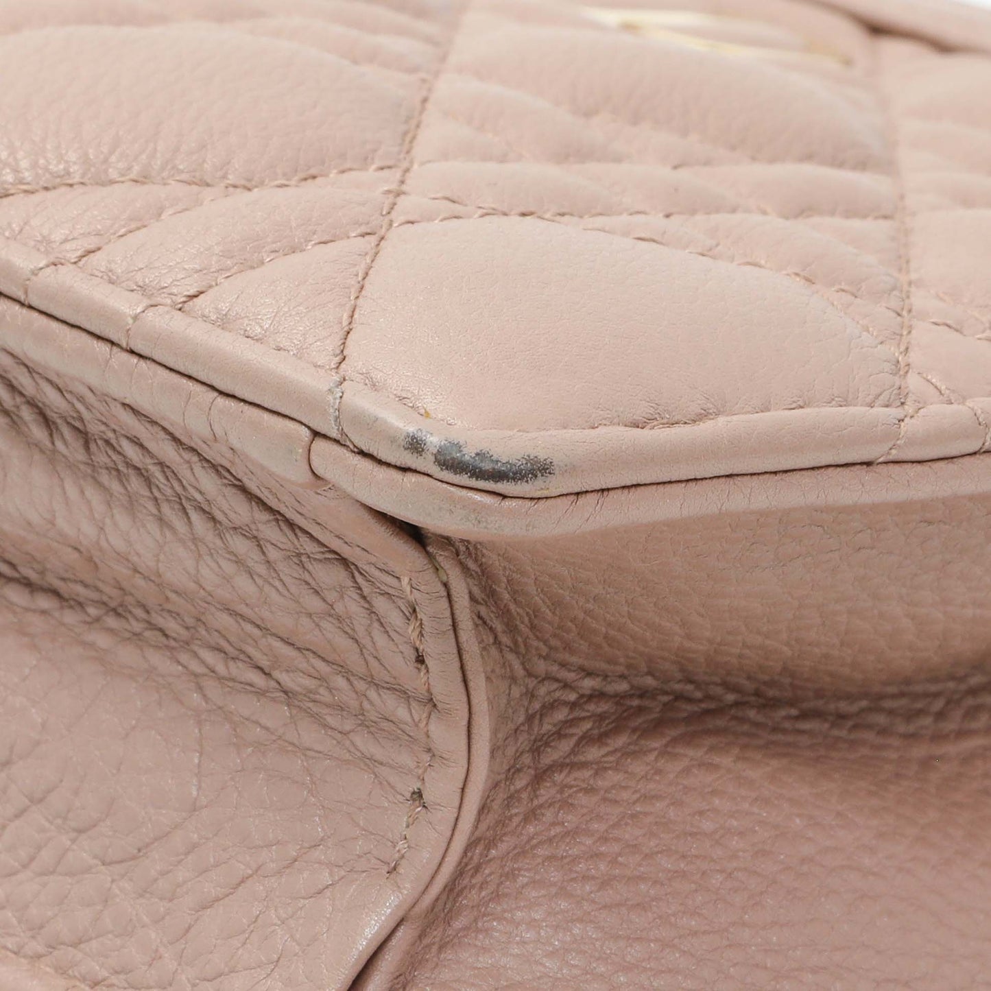 Exclusive Christian Dior Calfskin Cannage Caro Zipped Pouch With Chain — Detail View