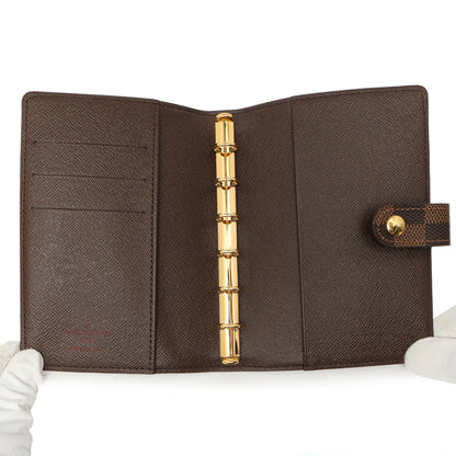 Exclusive Louis Vuitton Damier Ebene Small Ring Agenda Cover — Top View