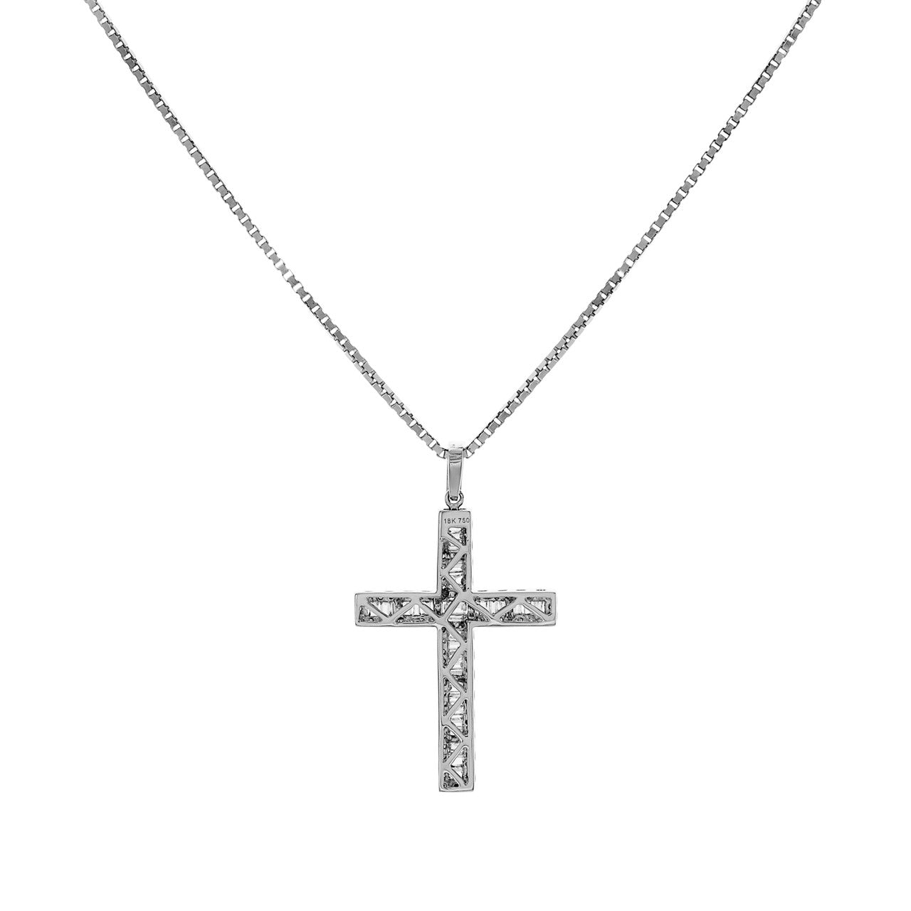 Exclusive 18K White Gold 1.93 Carat Diamond Cross Pendant — Side View