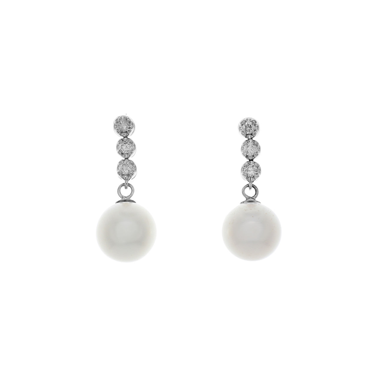 Exclusive 14K White Gold South Sea Pearl Drop Earrings — Front View
