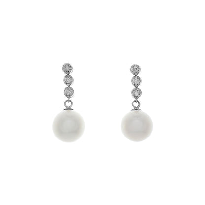 Exclusive 14K White Gold South Sea Pearl Drop Earrings — Front View