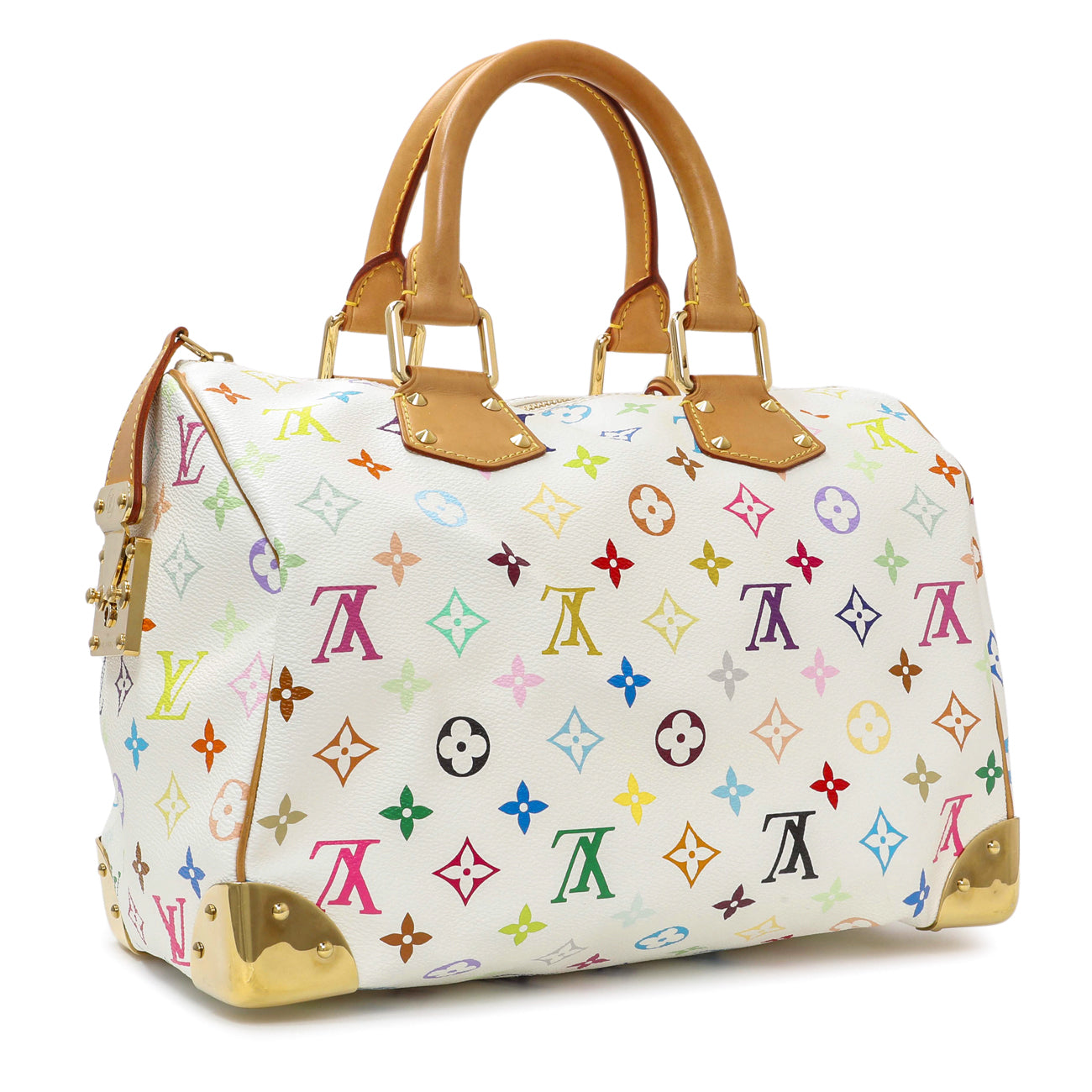 Exclusive Louis Vuitton Monogram White Multicolor Speedy 30 — Side View