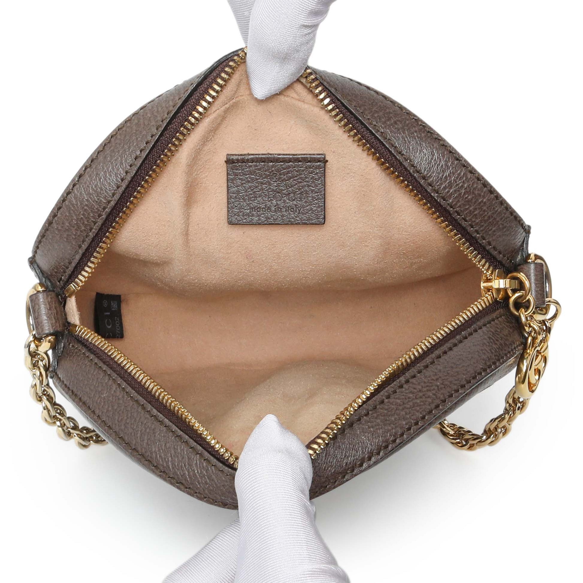 Exclusive Gucci GG Supreme Monogram Web Mini Ophidia Round Shoulder Bag — Top View