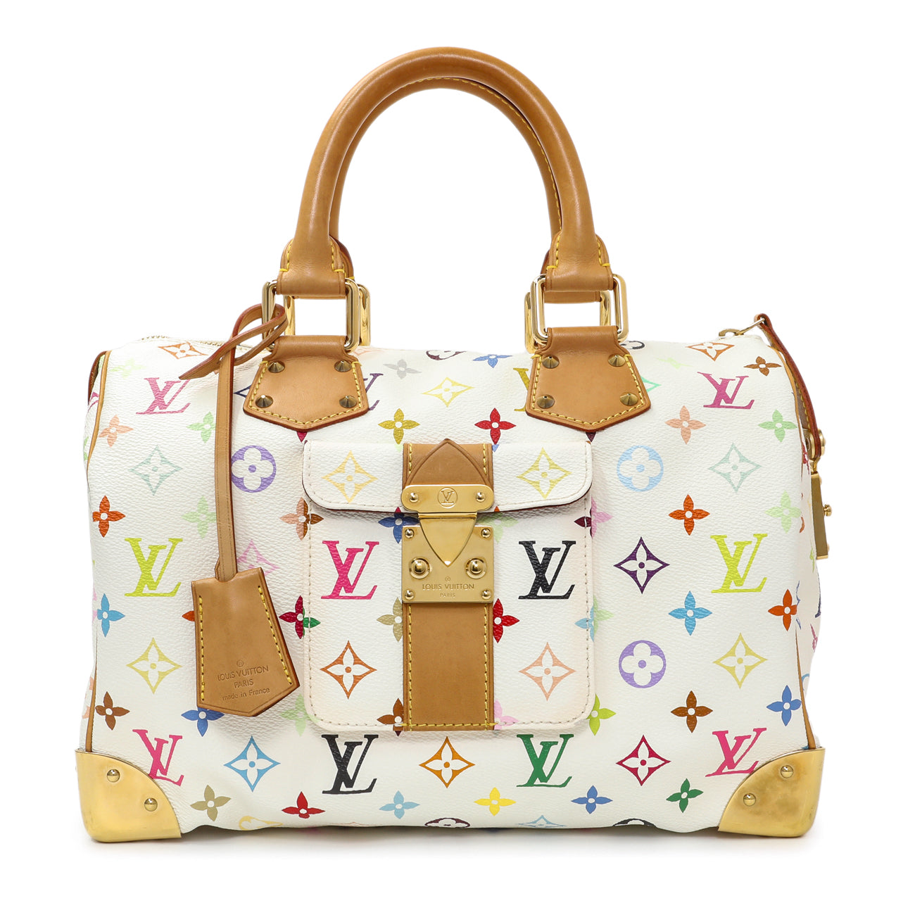 Exclusive Louis Vuitton Monogram White Multicolor Speedy 30 — Front View