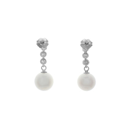 Exclusive 14K White Gold South Sea Pearl Drop Earrings — Side View