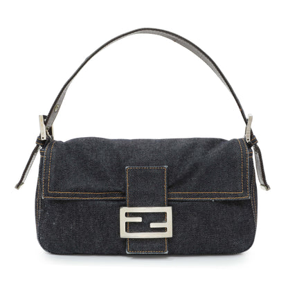 Exclusive Fendi Blue Denim Baguette — Front View