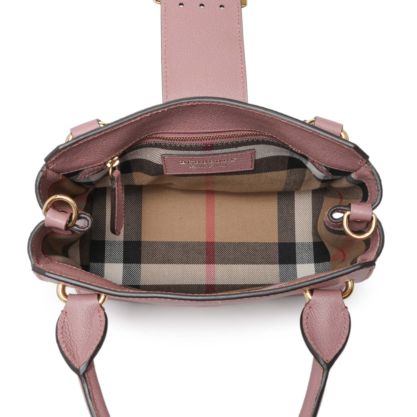 Exclusive Burberry Dusty Pink Grained Calfskin Small Buckle Tote — Top View
