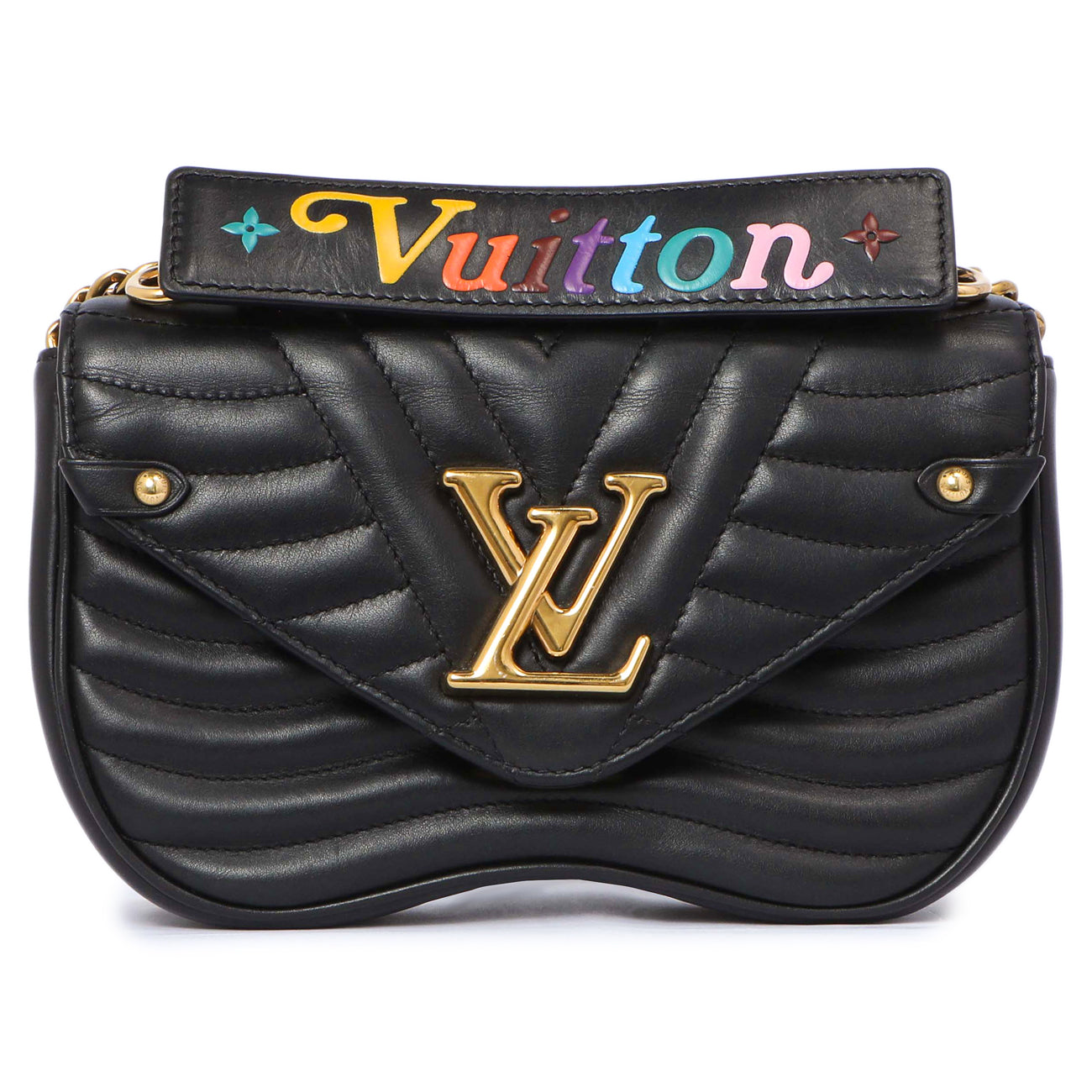 Exclusive Louis Vuitton Black Calfskin New Wave Chain PM — Side View