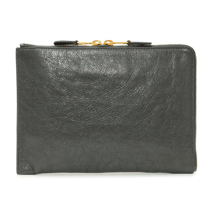 Exclusive Balenciaga Gris Fossile Lambskin Giant 12 Zip Pouch — Side View