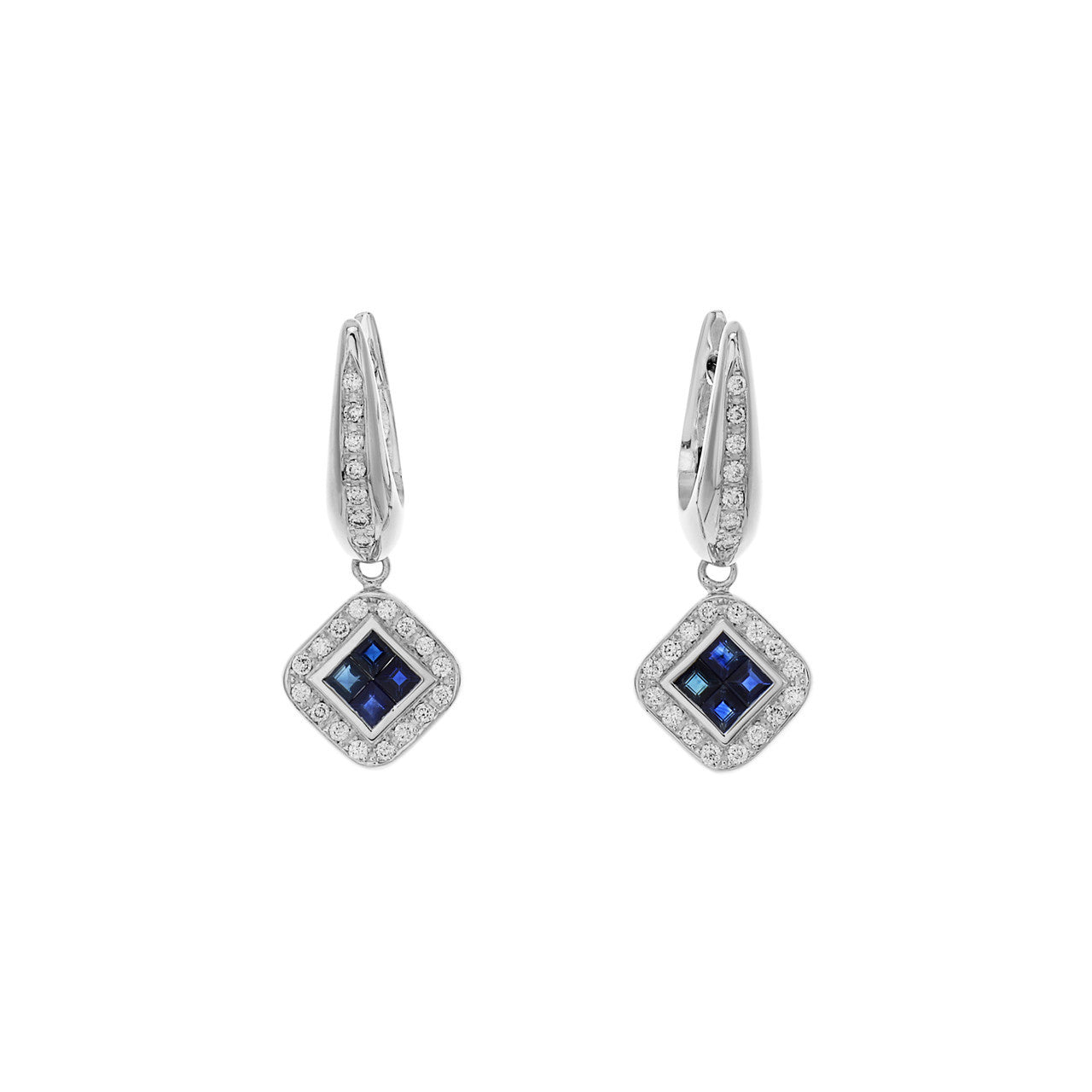 Exclusive 18K White Gold 0.96 Carat Sapphire Earrings — Front View