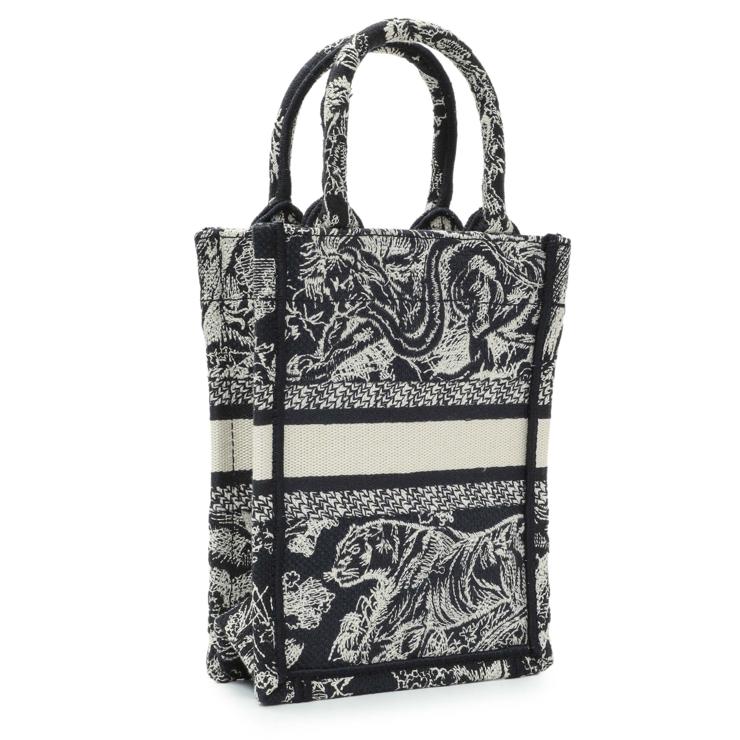 Exclusive Christian Dior Canvas Toile de Jouy Reverse Embroidered Mini Book Tote Phone Bag — Side View