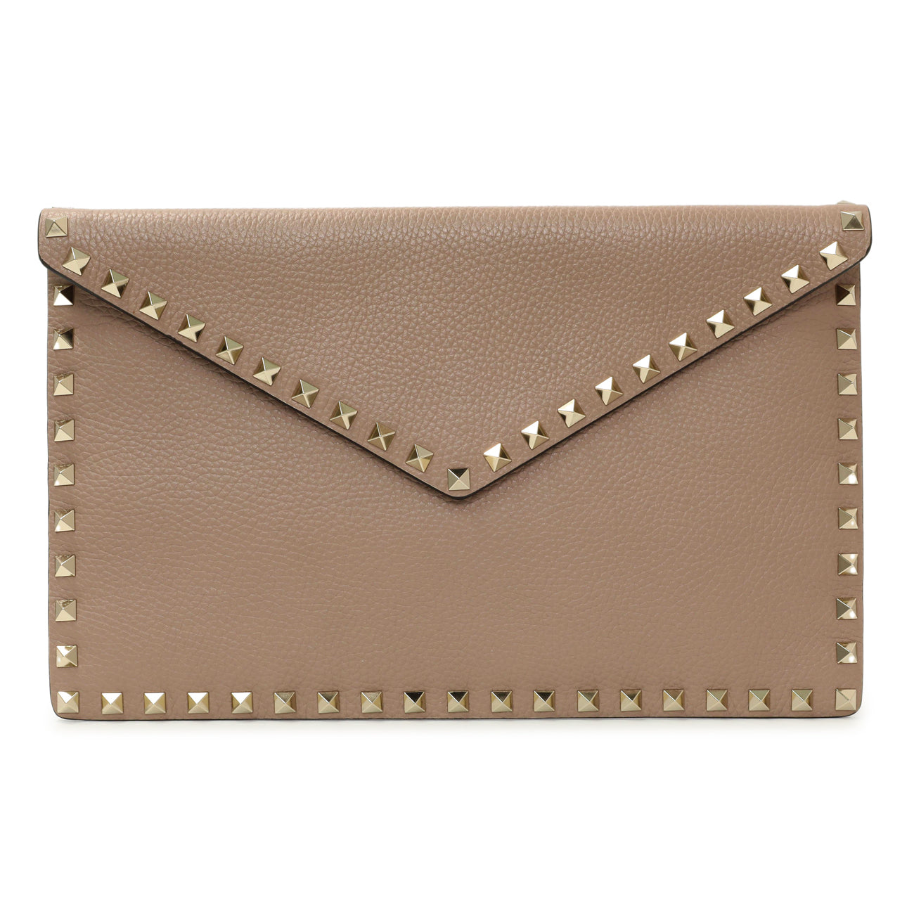 Exclusive Valentino Poudre Pebbled Calfskin Large Rockstud Envelope Pouch — Front View