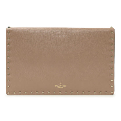 Exclusive Valentino Poudre Pebbled Calfskin Large Rockstud Envelope Pouch — Side View