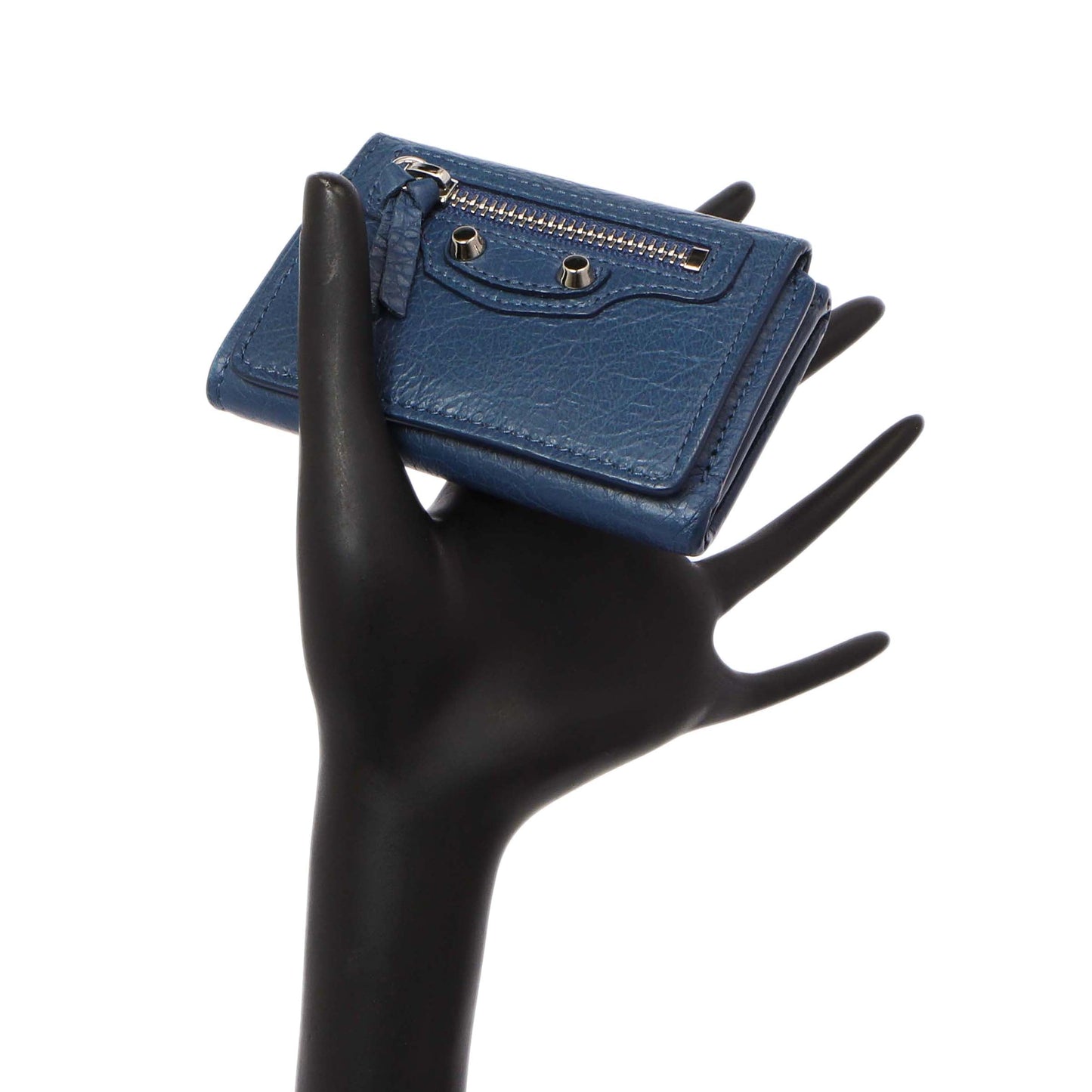 Exclusive Balenciaga Blue Lambskin Classic Mini Wallet — Alternate View 7