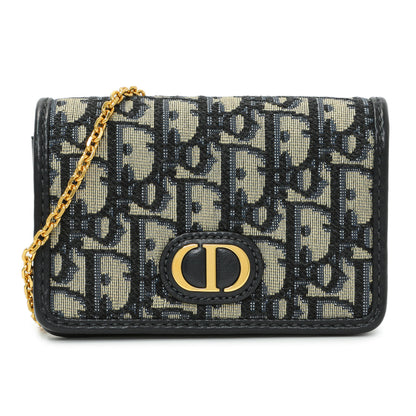 Exclusive Christian Dior Blue Oblique Nano 30 Montaigne Pouch — Front View