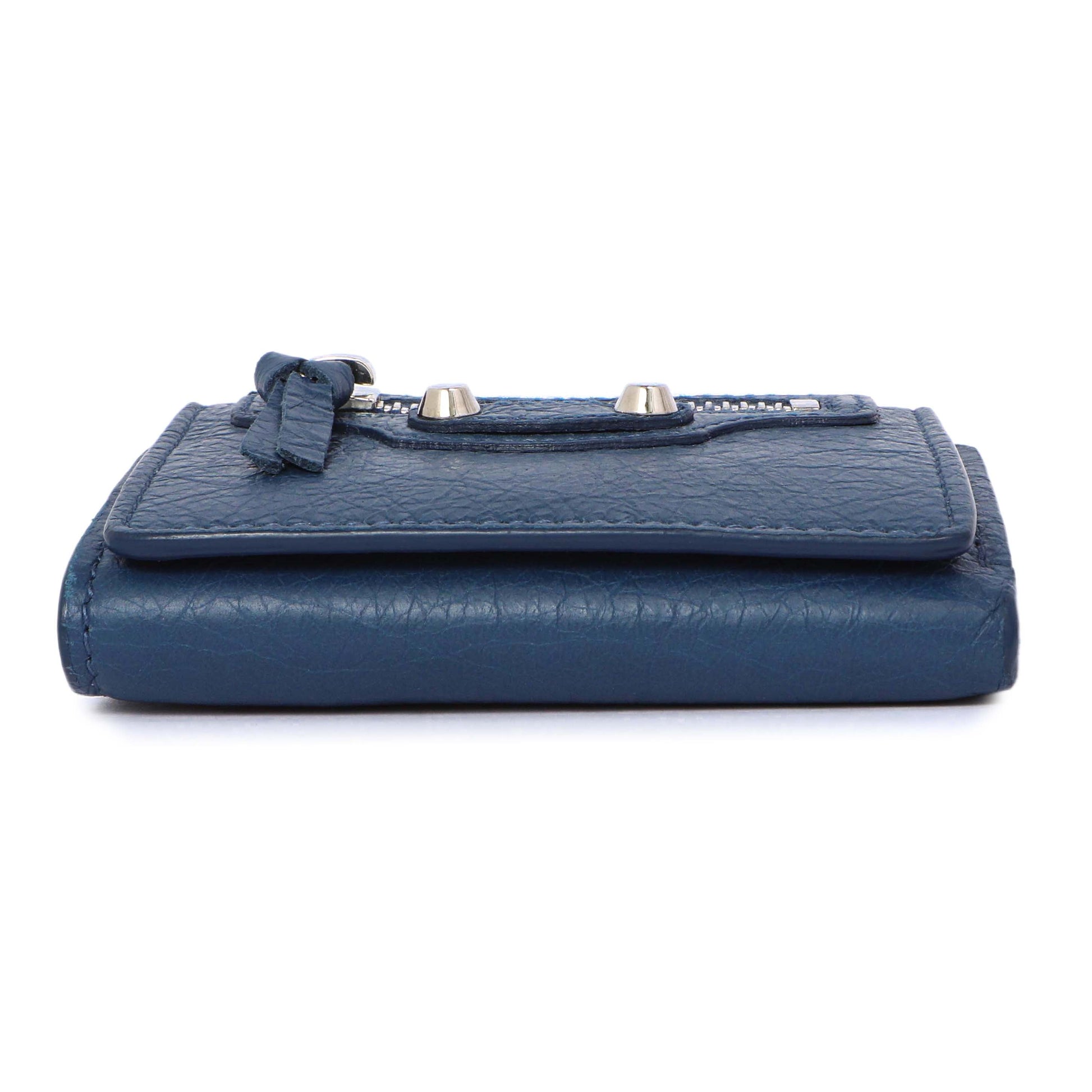 Exclusive Balenciaga Blue Lambskin Classic Mini Wallet — Back View