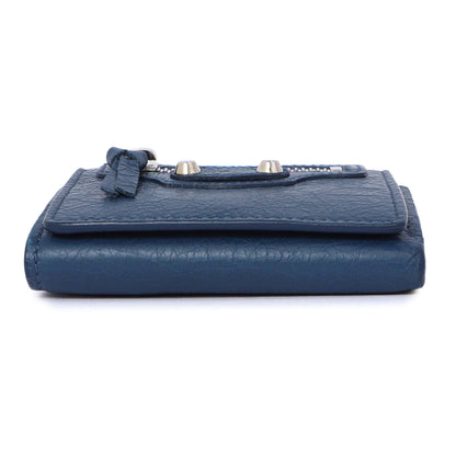 Exclusive Balenciaga Blue Lambskin Classic Mini Wallet — Back View