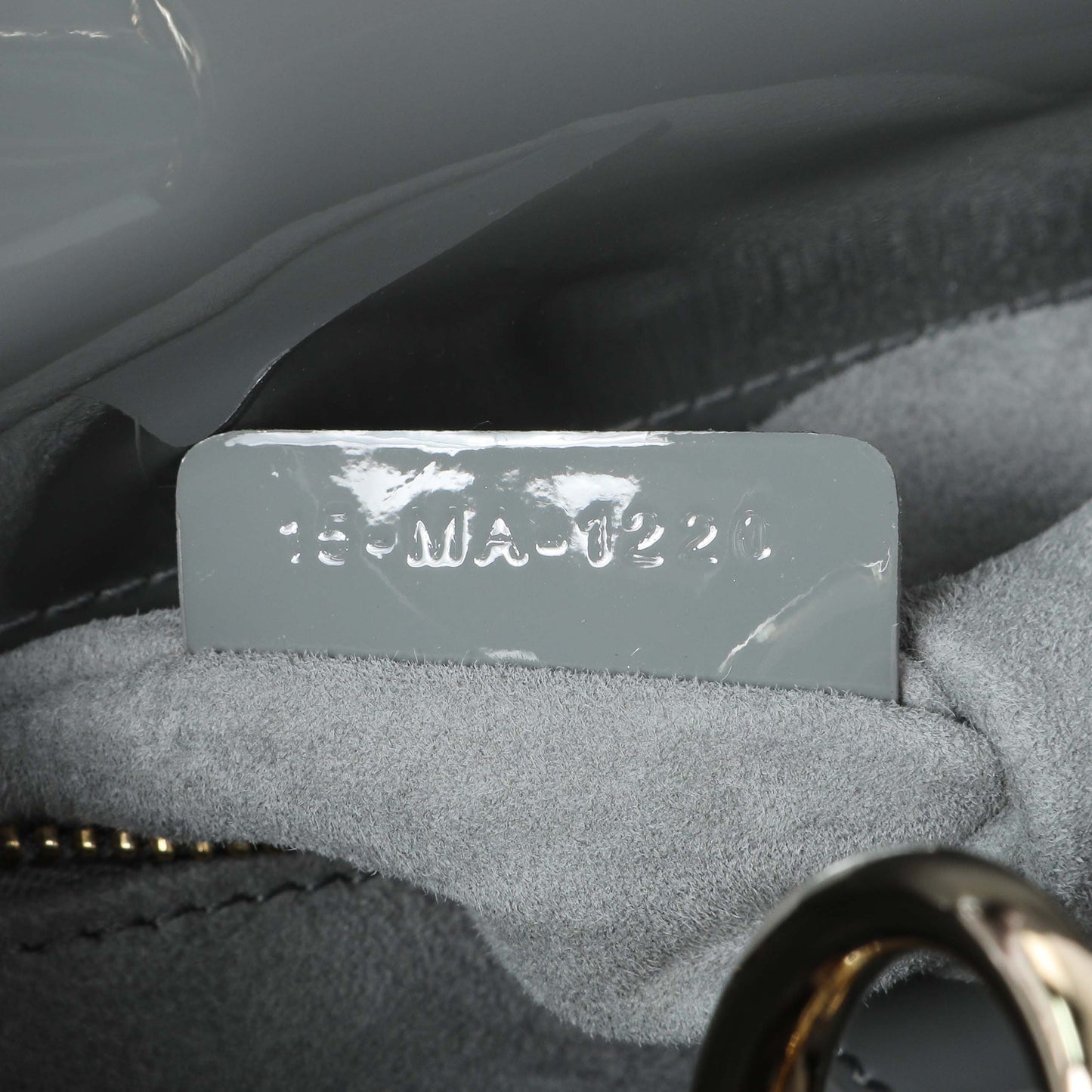 Exclusive Christian Dior Grey Patent Cannage Small Lady Dior — Lifestyle View