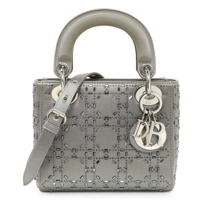 Exclusive Christian Dior Satin Crystal Cannage Mini Lady Dior — Front View