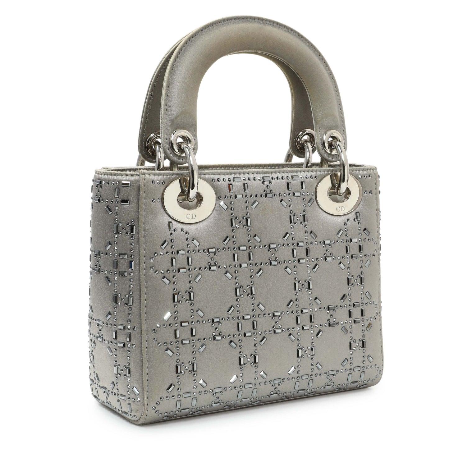 Exclusive Christian Dior Satin Crystal Cannage Mini Lady Dior — Side View
