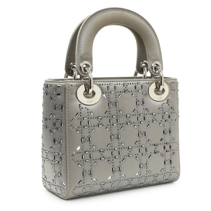 Exclusive Christian Dior Satin Crystal Cannage Mini Lady Dior — Side View
