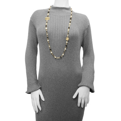 Exclusive Chanel Pearl Beaded CC Long Necklace — Top View