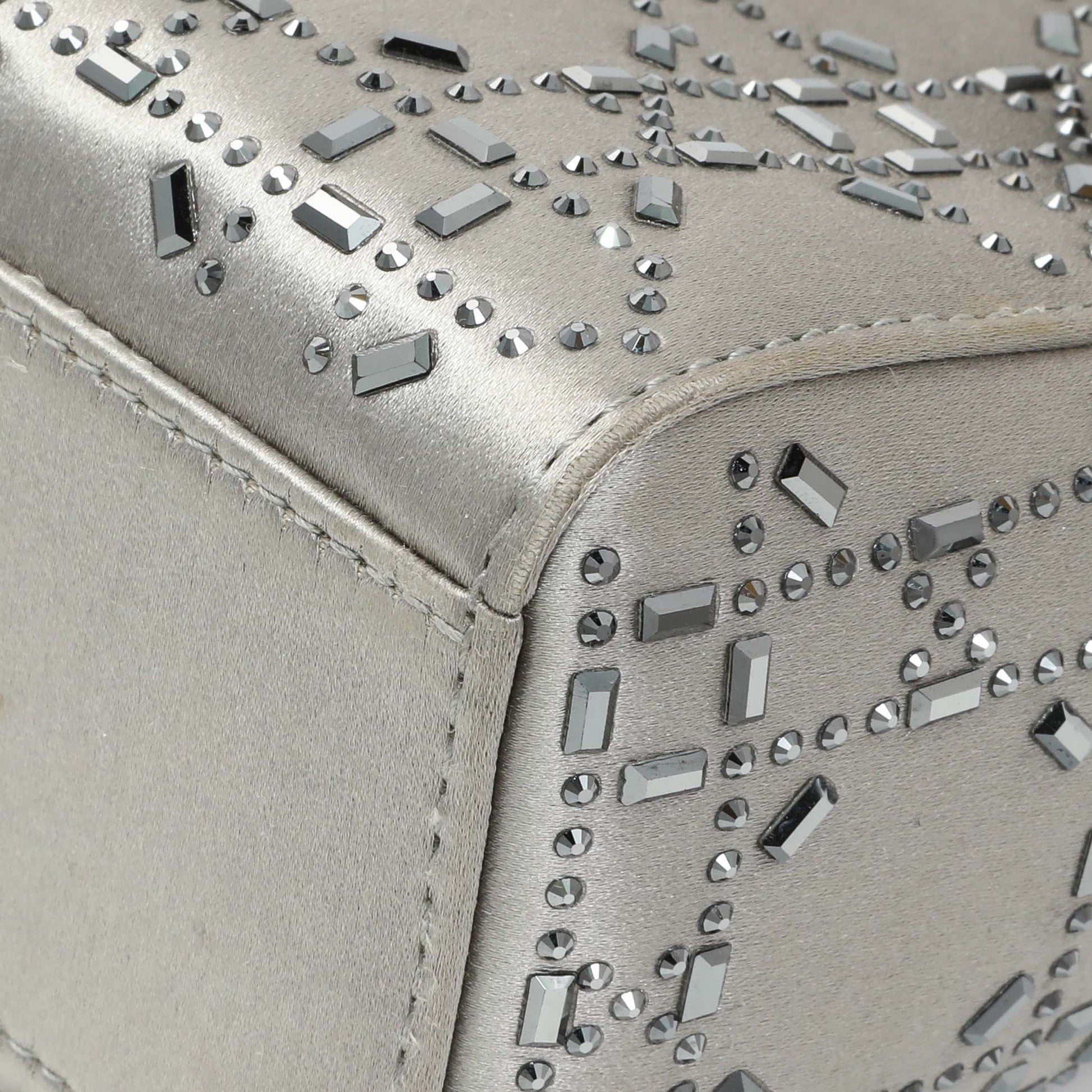 Exclusive Christian Dior Satin Crystal Cannage Mini Lady Dior — Detail View