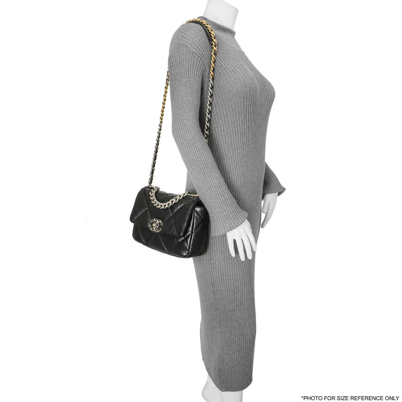 Exclusive Chanel Black Quilted Lambskin Medium 19 Flap — Alternate View 13