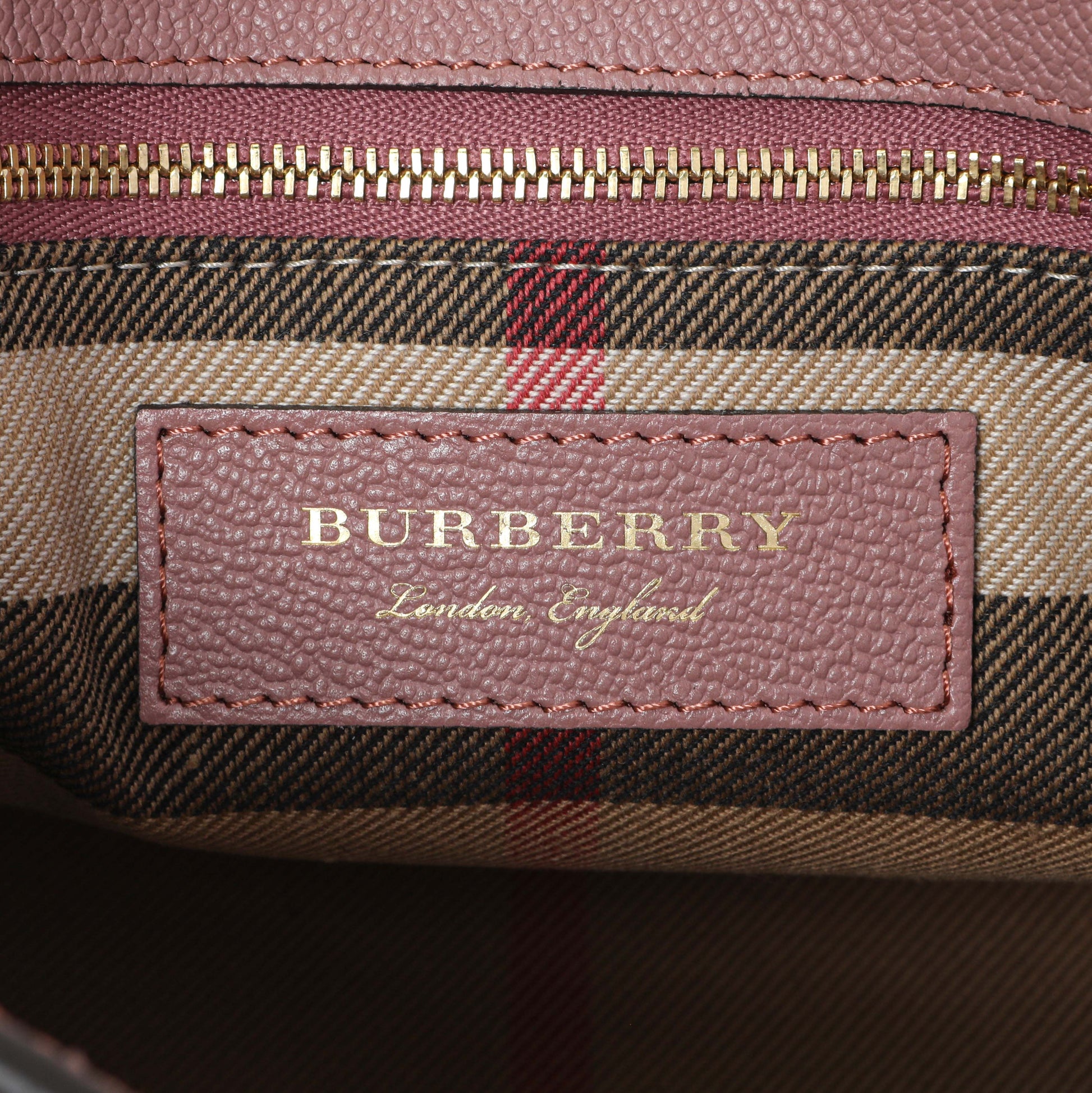 Exclusive Burberry Dusty Pink Grained Calfskin Small Buckle Tote — Detail View