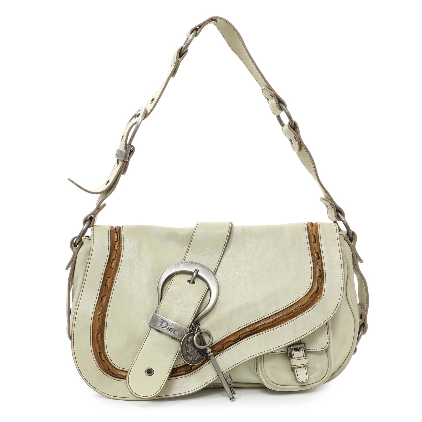 Exclusive Christian Dior Calfskin Gaucho Saddle Bag — Front View