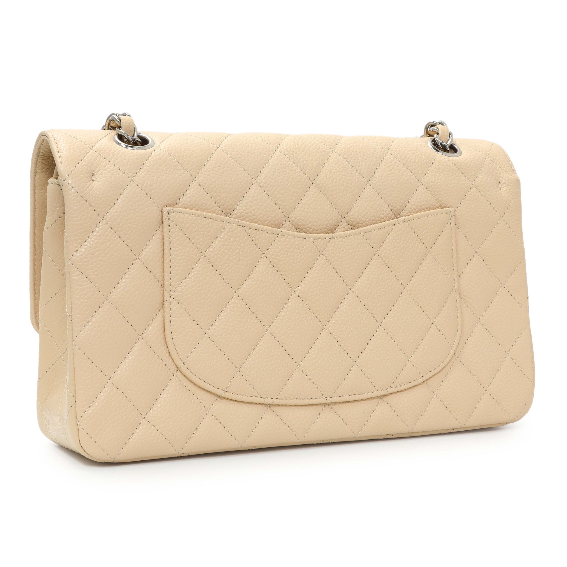 Exclusive Chanel Beige Caviar Medium Classic Flap — Side View