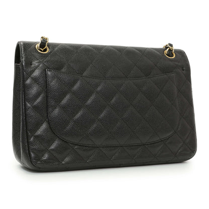 Exclusive Chanel Black Quilted Caviar Jumbo Double Flap — Side View