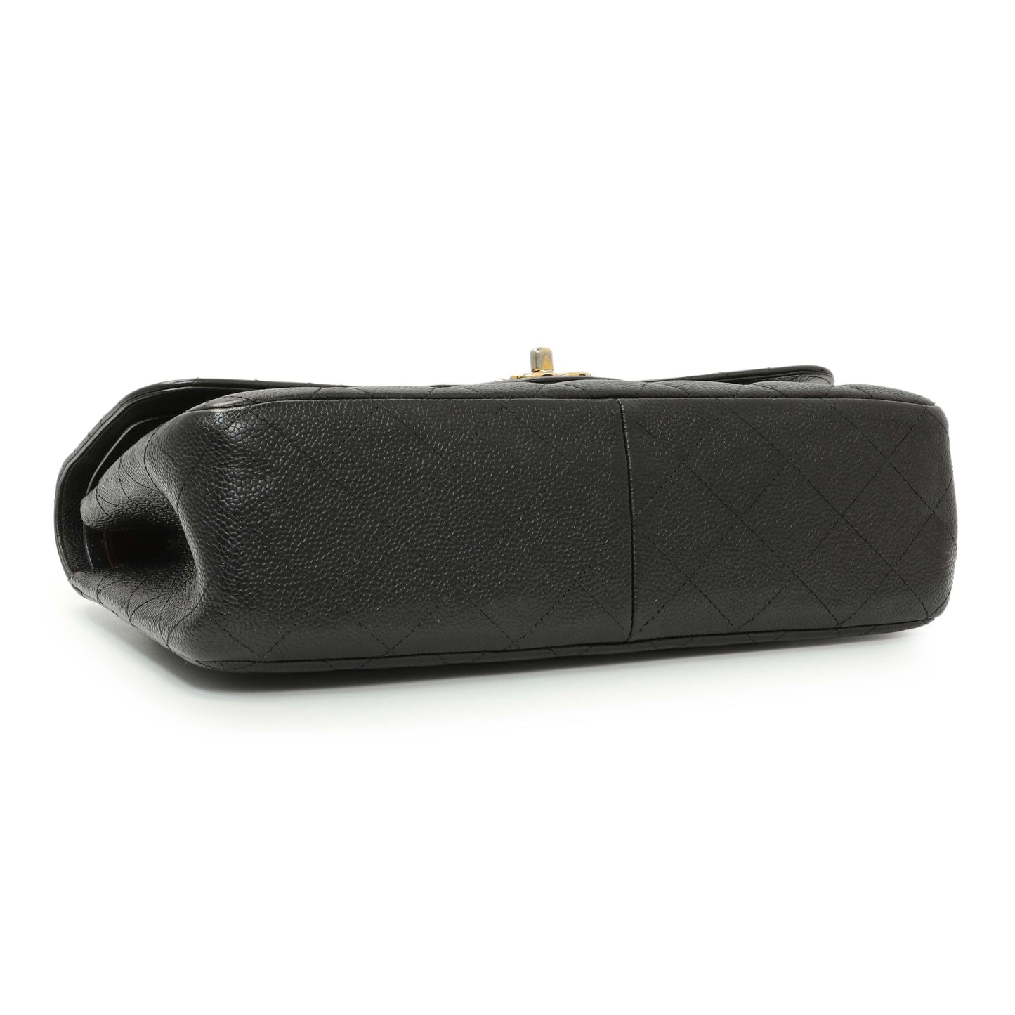Exclusive Chanel Black Quilted Caviar Jumbo Double Flap — Back View