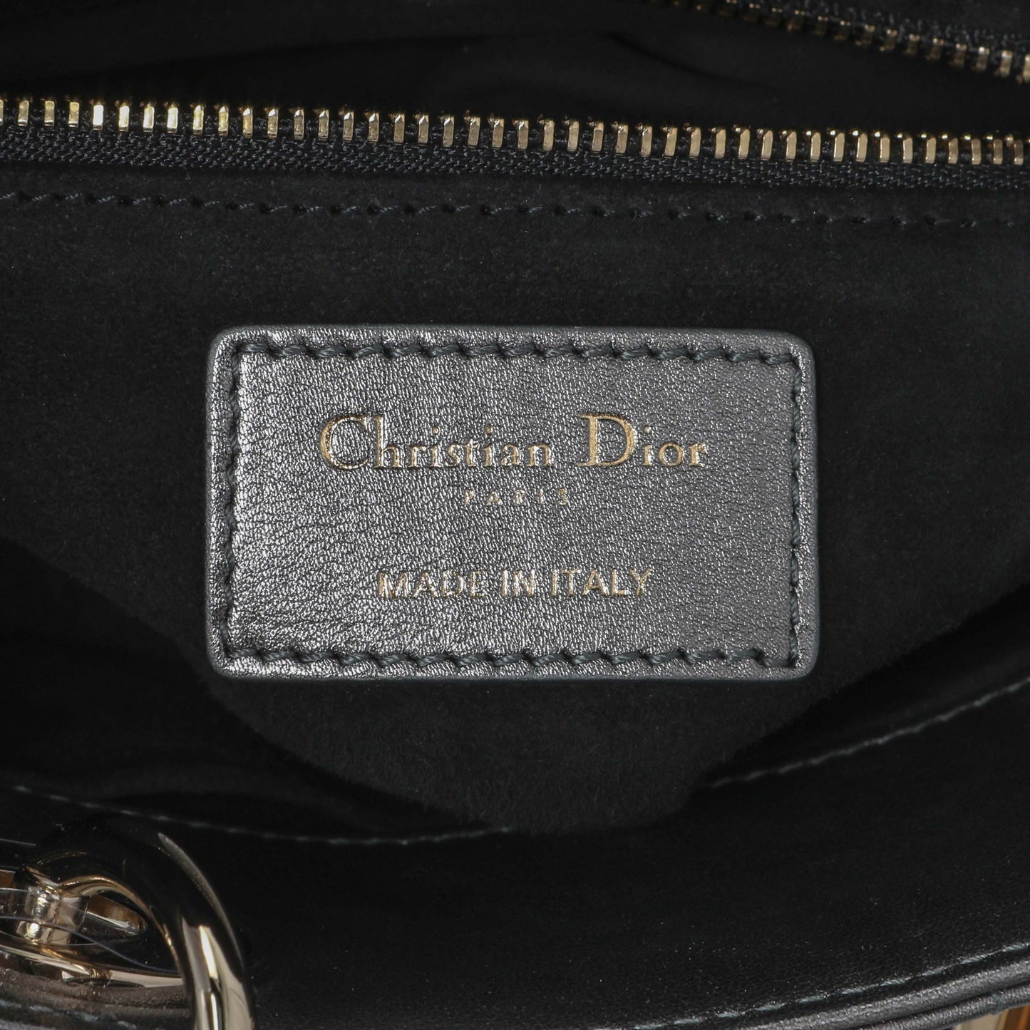 Exclusive Christian Dior Metallic Grey Lambskin Cannage Small Small My ABCDior Lady Dior — Detail View
