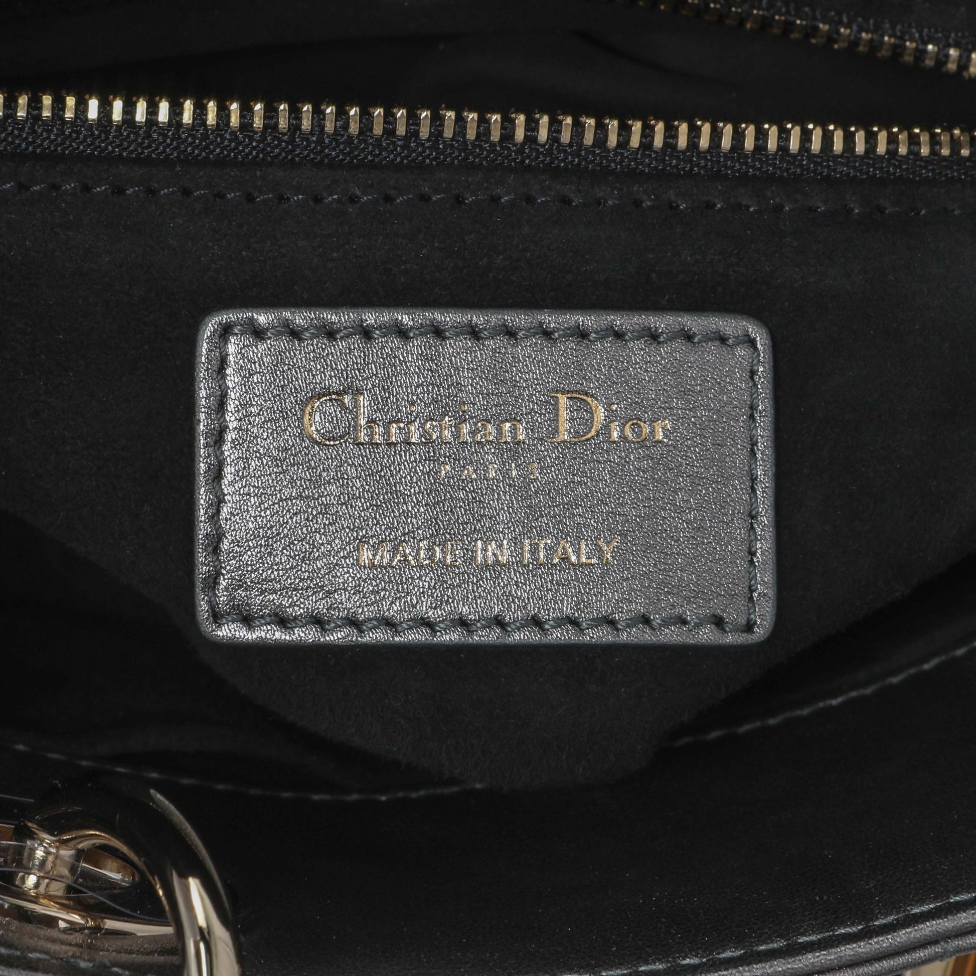 Exclusive Christian Dior Metallic Grey Lambskin Cannage Small Small My ABCDior Lady Dior — Detail View
