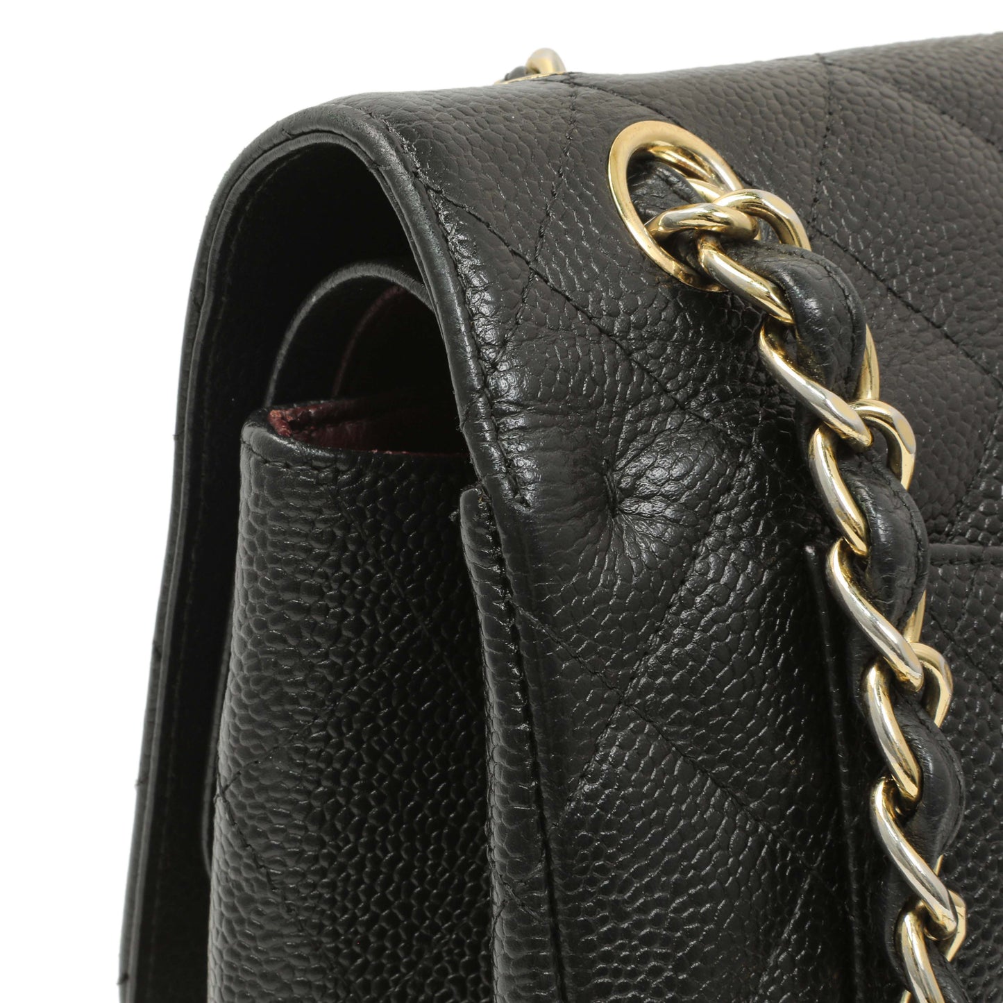 Exclusive Chanel Black Quilted Caviar Jumbo Double Flap — Alternate View 12