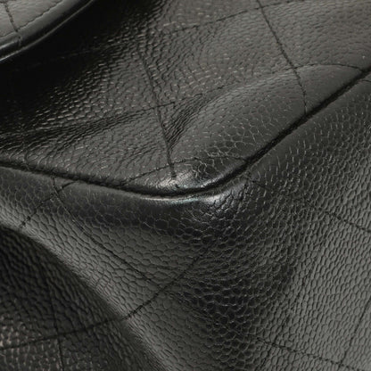 Exclusive Chanel Black Quilted Caviar Jumbo Double Flap — Top View