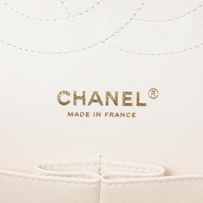 Exclusive Chanel White Quilted Caviar Jumbo Double Flap — Detail View