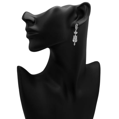Exclusive 18K White Gold 4.17 Carat Foliate Drop Diamond Earrings — Back View