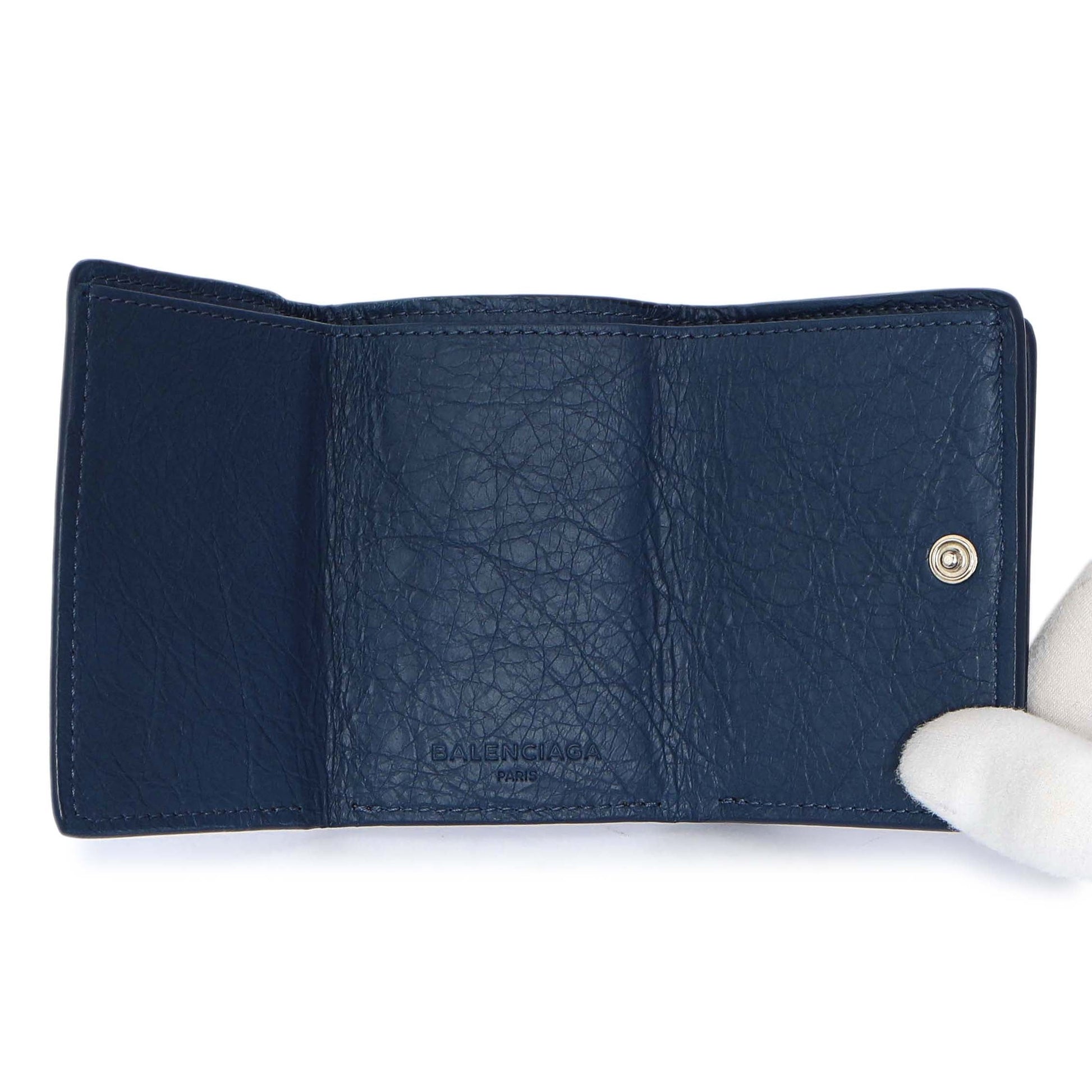 Exclusive Balenciaga Blue Lambskin Classic Mini Wallet — Top View